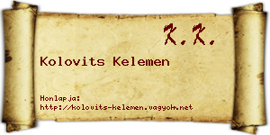 Kolovits Kelemen névjegykártya